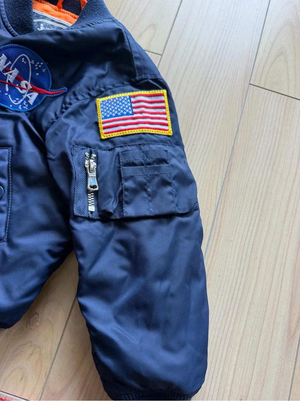Kids Navy NASA Patch Bomber Jacket